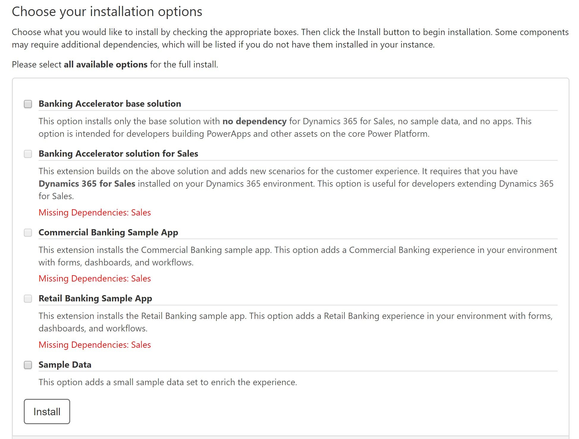 Installation Options