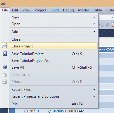 Close the project