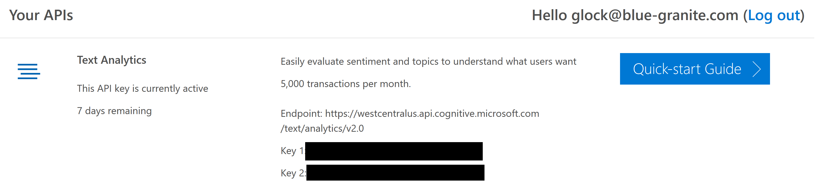 Cognitive Services Text Analytics KPI Free Trial