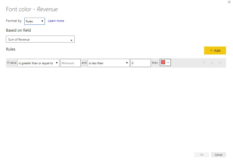Conditional formatting rules