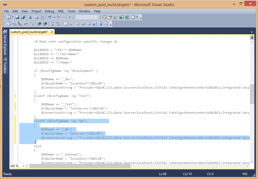 Development and Test blocks already