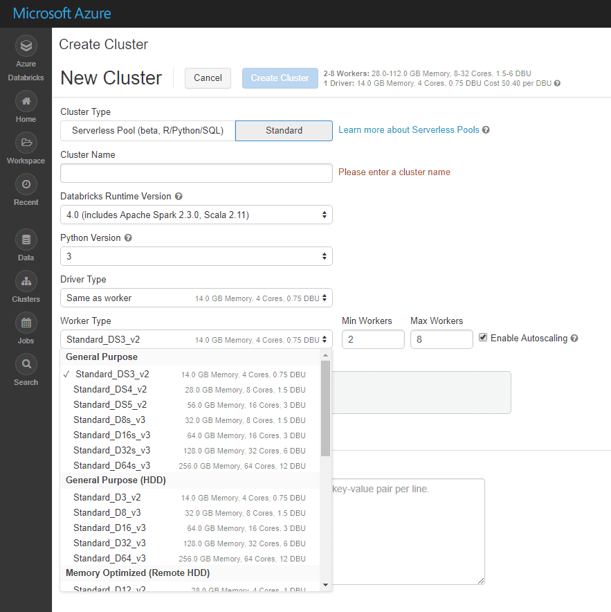 Create Cluster