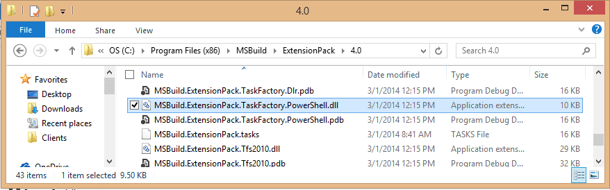 MS Build Extension Pack is Installed