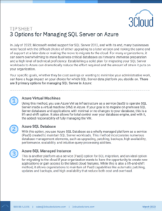 3 Options for Managing SQL Server on Azure